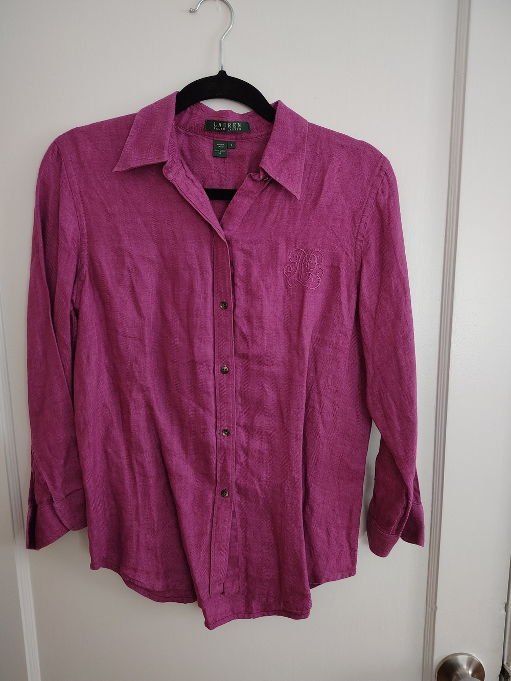 Lauren Ralph Lauren Fuchsia Linen Button-Down Shirt